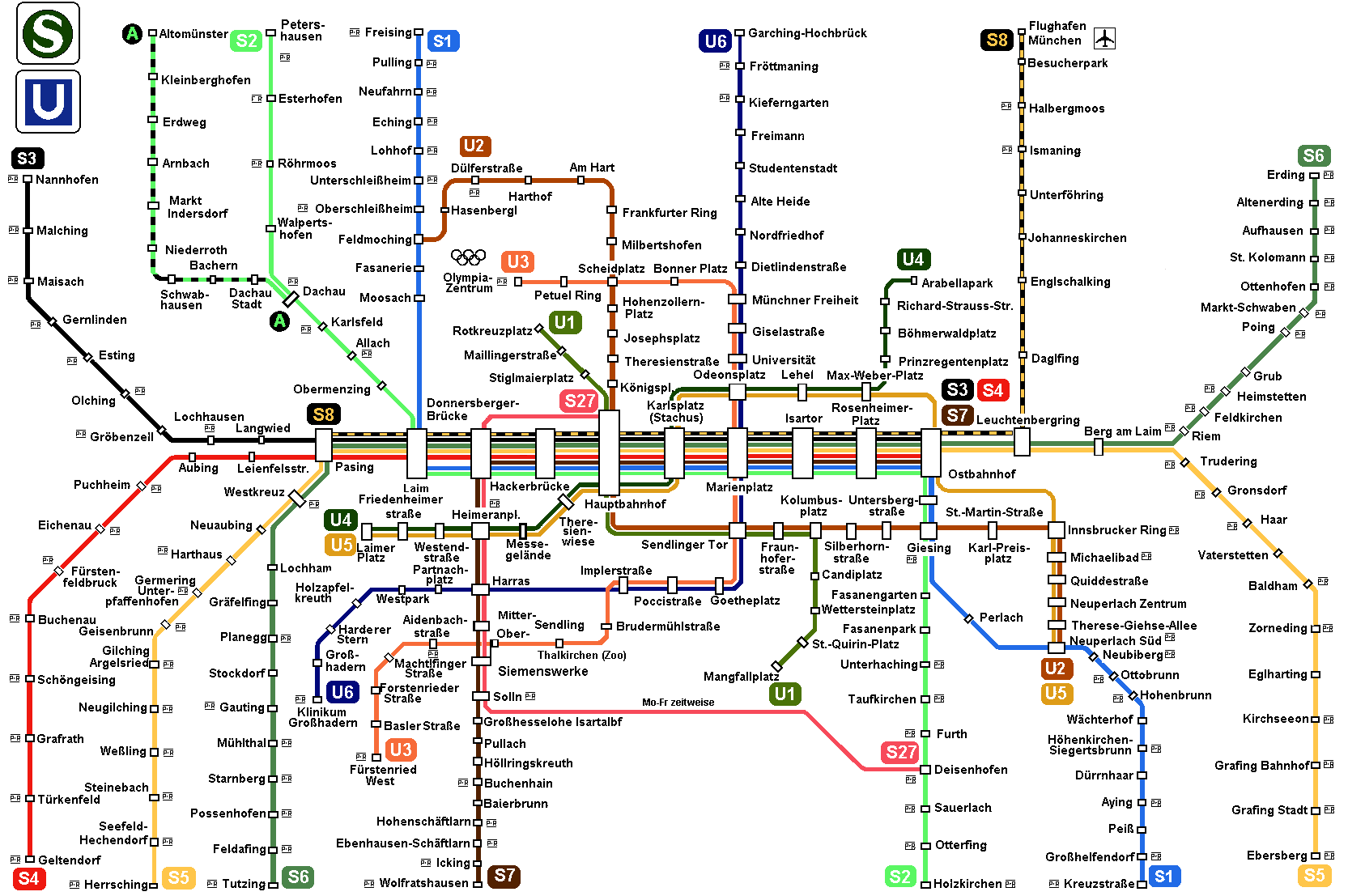 Metro de Múnich - Mapa o plano de las líneas, horario y precio